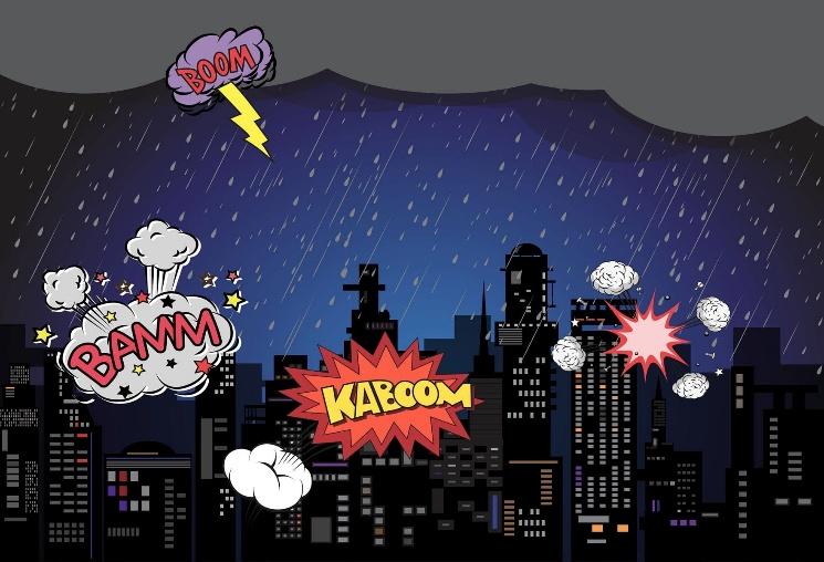 Superhero Skyline backdrop