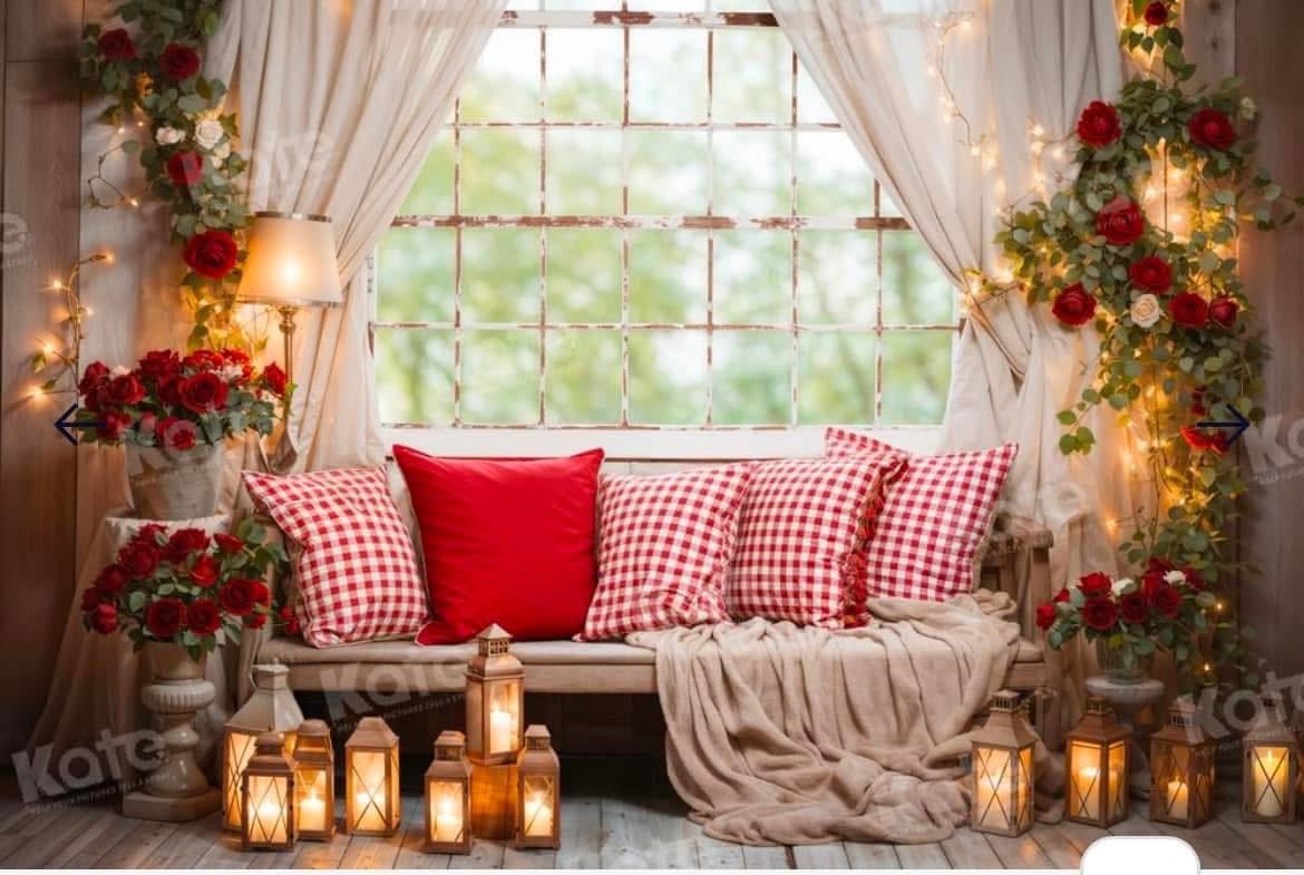 Cozy Valentine Window backdrop