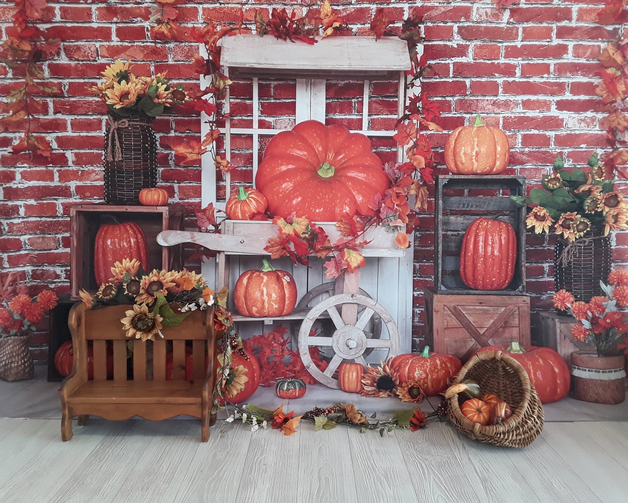 Pumpkin Patch Brick backdrop