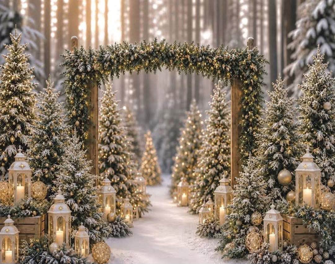 Snowy Forest Arch backdrop