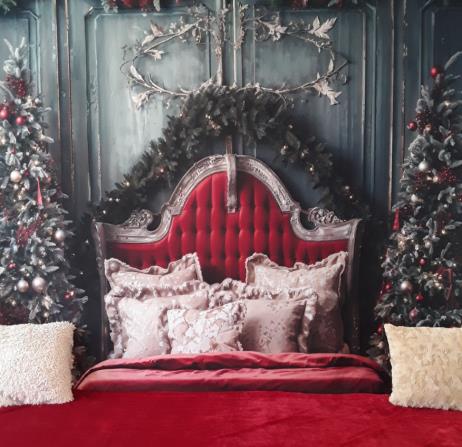 Velvet Christmas Bed backdrop